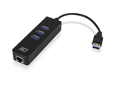 ACT USB-A naar USB-A &amp;amp; Ethernet - Zwart